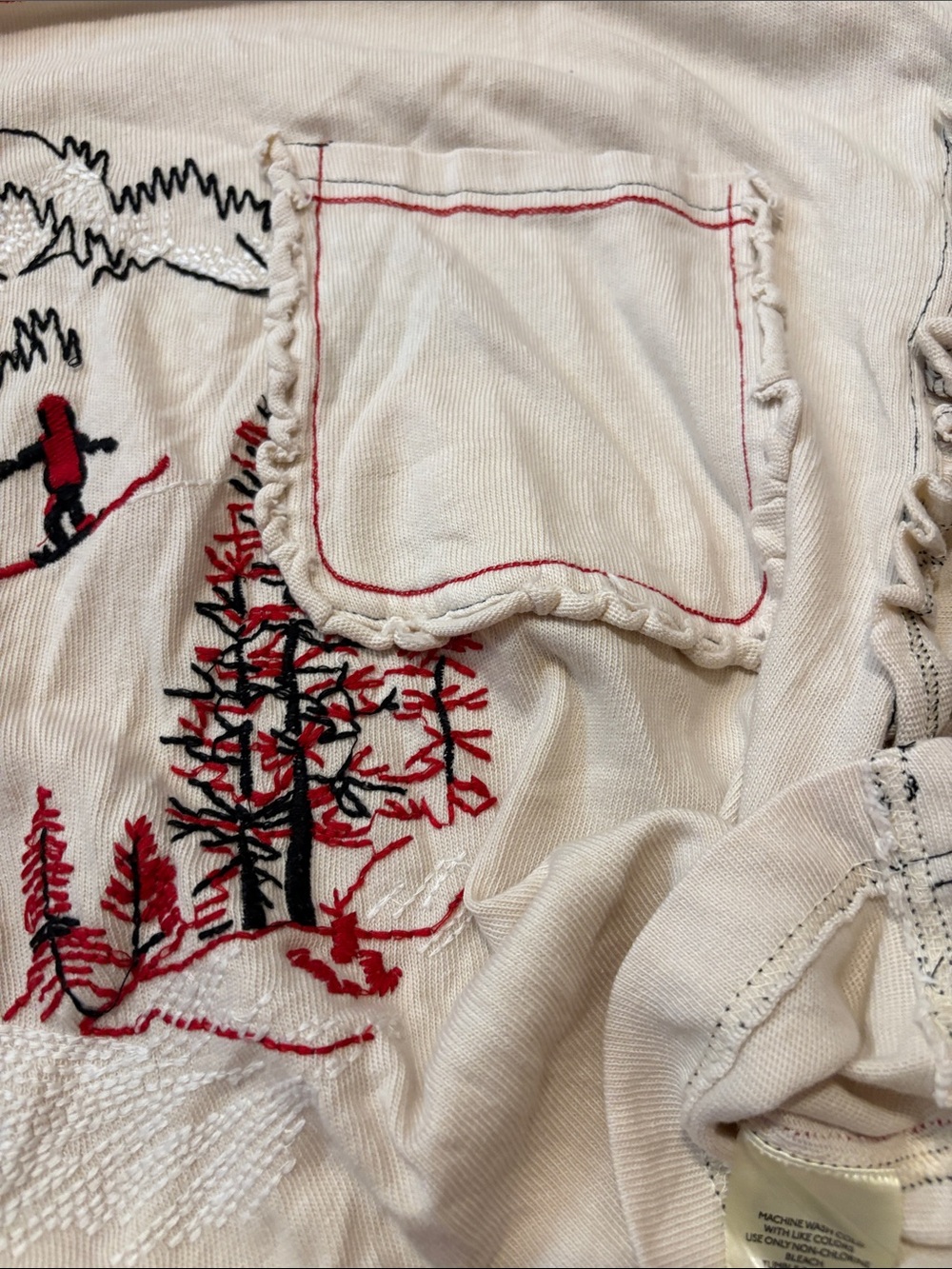Pilcro Après Long-Sleeve Ruffled Cotton Tee . From anthropology. Size Med. - Picture 6 of 8